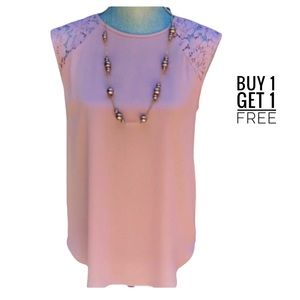 J Crew Blush Floral lace-shoulder Top Style E6093
